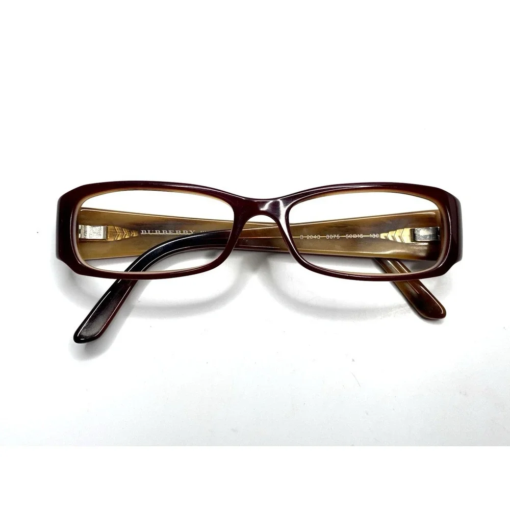 Burberry Dark Red Beige Tortoise Rectangular Glasses Italy B 2043 3075 50 15 130
